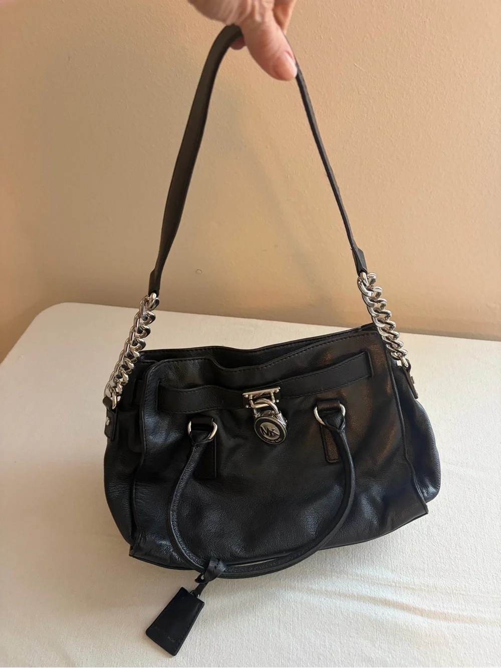 Michael Kors Black Leather  Bag with Chain Straps